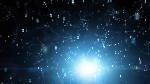 Digital technology binary numbers data and lines with dots motion animation Stock Footage 340237455