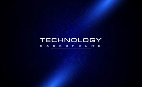 Digital technology blue background online cyber technology algorithm dark Stock Illustration