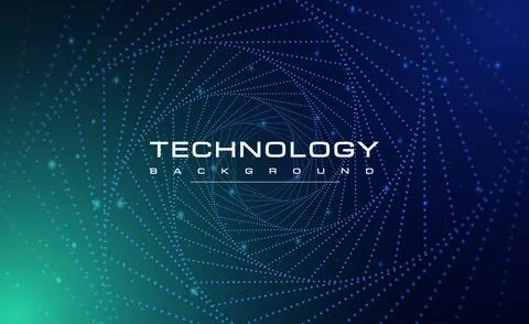 Digital technology blue green background online cyber media algorithm dark Stockillustratie