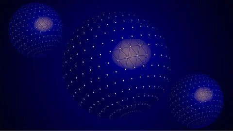 Digital technology blue sphere with connecting dots pattern network structu.. Stock Illustration