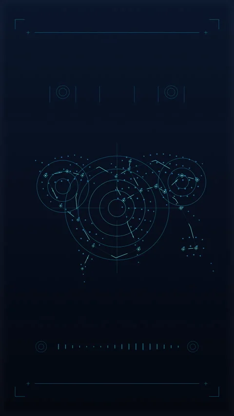 Digital technology blueprint motion graphic loop with glowing interface elements Stock Footage 347564340
