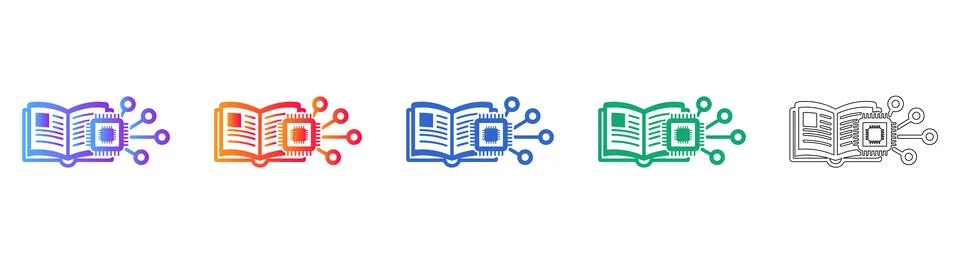 Digital Technology Book Icon Set for Education 库存插图