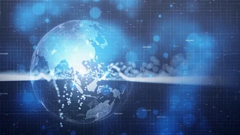 Digital technology business with earth globe background Vídeo Stock 126355075