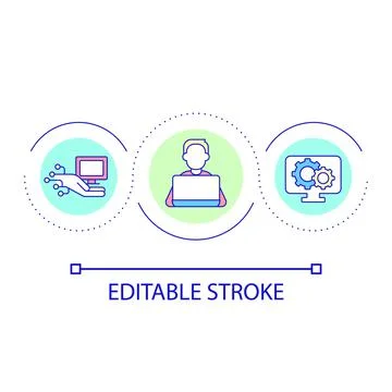 Digital technology in business loop concept icon 库存插图