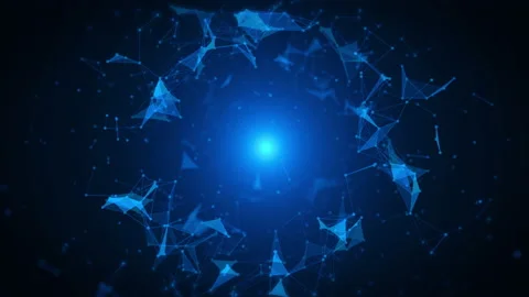 Digital Technology Circle Tunnel Gate Polygon Plexus Data Network 4K Loop Motion Stock Footage 181369672