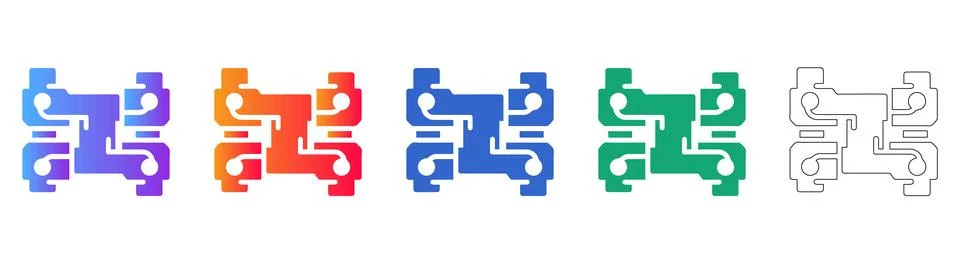 Digital Technology Circuit Board Abstract Icon Set Illustrazione stock