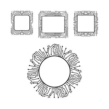 Digital technology circuit board frames collection Illustrazione stock