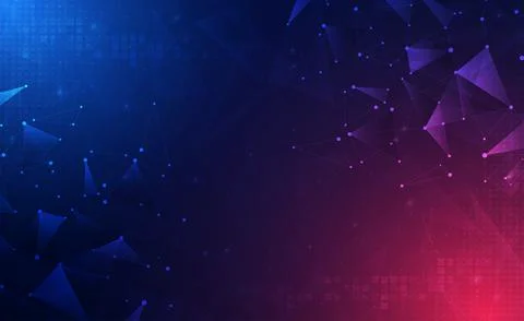 Digital technology circuits blue red gradient background, Ai big data iot cyber Stock Illustration