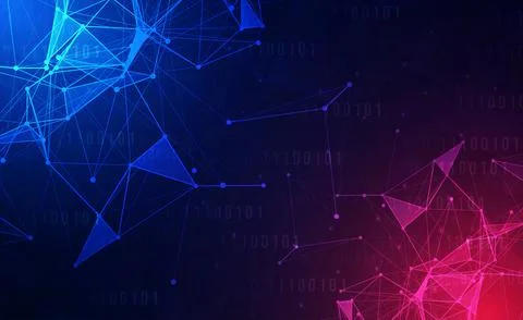 Digital technology circuits blue red gradient background, Ai big data iot, cyber Stock Illustration