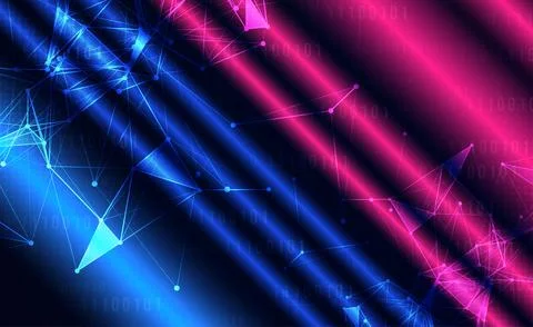 Digital technology circuits pink blue background, Ai big data iot cyber cloud Illustrazione stock