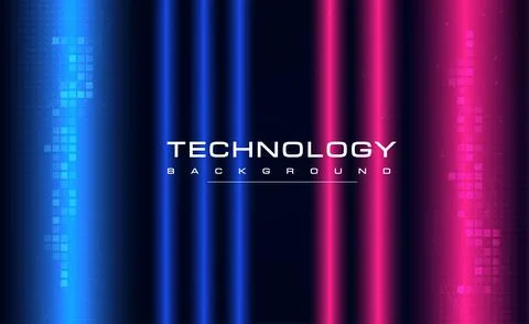 Digital technology circuits pink blue background, Ai big data iot cyber cloud Stock Illustration