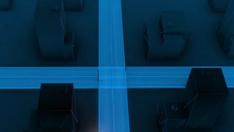 Digital Technology City 3D Animation Stock Footage 281645262