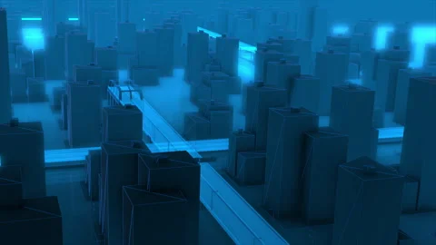 Digital Technology City 3D Animation Video stock 281645906