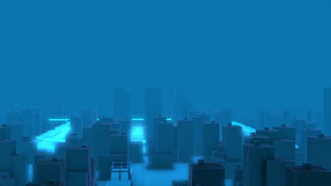 Digital Technology City 3D Animation Stock Footage 281649277