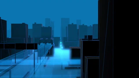 Digital Technology City 3D Animation Video stock 281649499