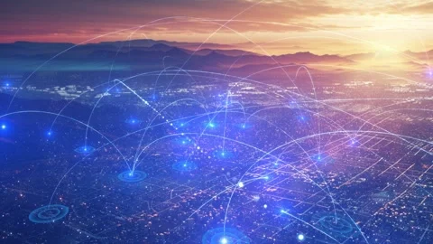 Digital technology city and 5G network signal transmission Stock Footage 269100205
