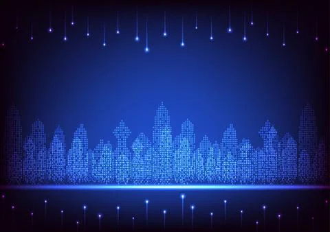 Digital  technology city scape background. City town company concept. Desig.. Stock Illustration