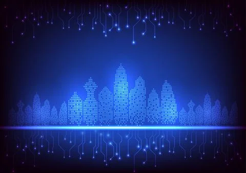 Digital  technology cityscape background. City town company business model .. Stock Illustration