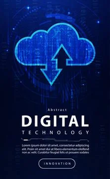 Digital technology cloud computing blue background cloud technology service tech 스톡 일러스트