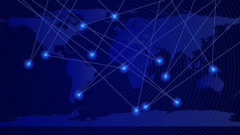 Digital technology communication network system on blue color illustration .. Stock Illustration