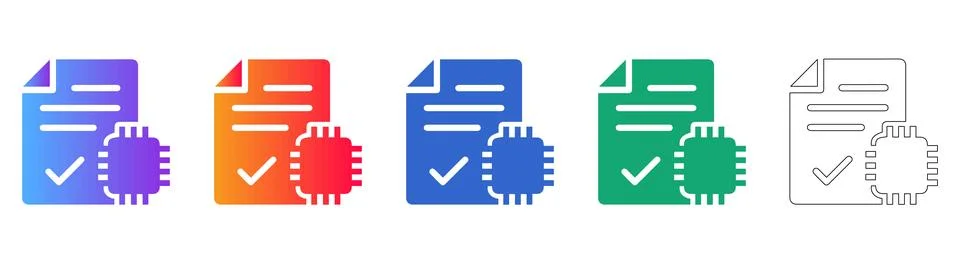 Digital Technology Compliance and Certification Icons Stock Illustration