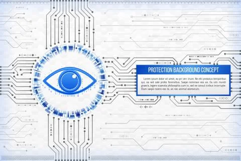 Digital technology concept of background with an eye. Modern safety digital b Stock Illustration