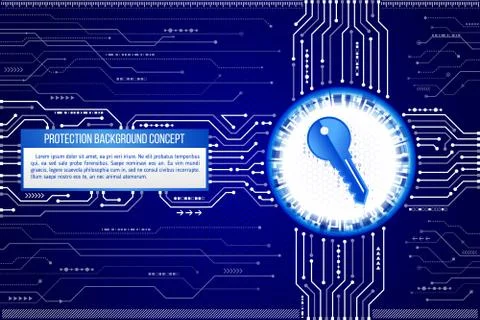 Digital technology concept of background with a key. Modern safety digital ba Illustrazione stock