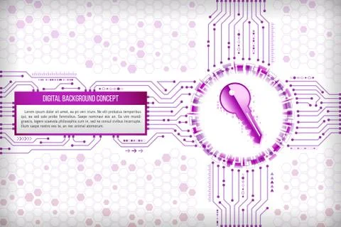 Digital technology concept of background with a key. Modern safety digital ba Stock Illustration