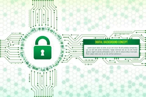 Digital technology concept of background with a padlock. Modern safety digita Stock Illustration