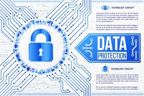 Digital technology concept of background with a padlock. Modern safety digita Illustrazione stock
