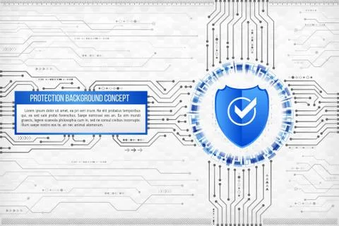 Digital technology concept of background with a shield. Modern safety digital Stock Illustration
