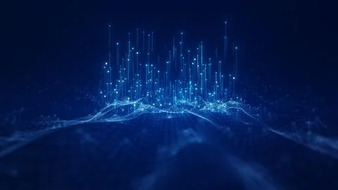 Digital technology concept big data visualization. The flow of a large numb.. Stock Illustration