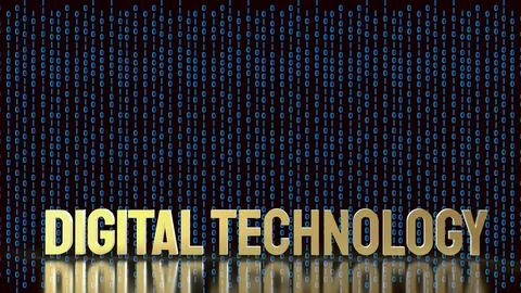 Digital Technology Concept with Binary Code Background 3d render.. イラスト素材