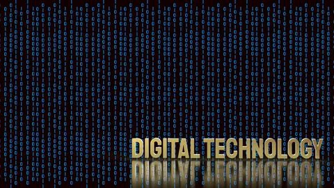 Digital Technology Concept with Binary Code Background 3d render.. Stock Illustration