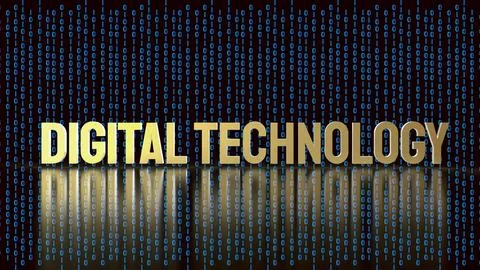 Digital Technology Concept with Binary Code Background 3d render.. Stock Illustration