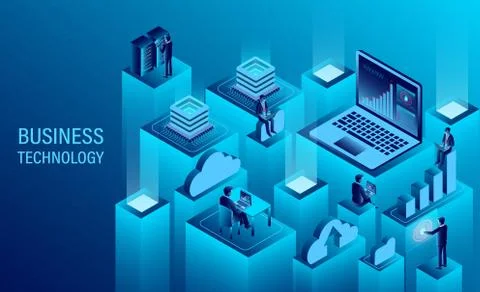 Digital technology concept. cloud computing. new innovative ideas. isometric  Stock Illustration