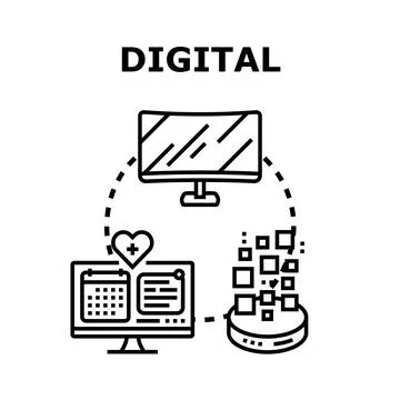 Digital technology concept connecting devices and data Stock Illustration
