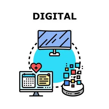 Digital technology concept connecting devices and data Stock Illustration