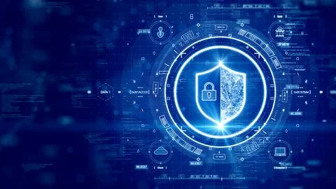 Digital technology concept cyber security data protection internet network co Illustrazione stock