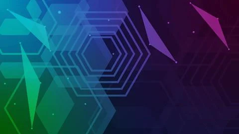 Digital technology concept with futuristic plexus and hexagons shape Stock Illustration