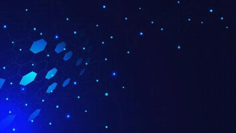 Digital technology concept with hexagons shapes and connecting dots and lines イラスト素材