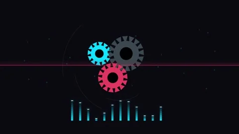 Digital Technology Concept with Rotating Connected Gears Stock Footage 347020860