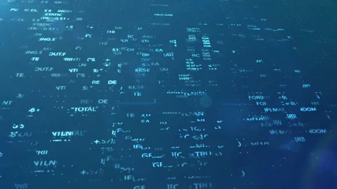 Digital technology concepts with light numbers and program code elements Stock Footage 147742078