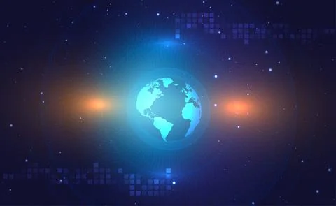 Digital technology connect banner pink blue background concept with technology Stock Illustration
