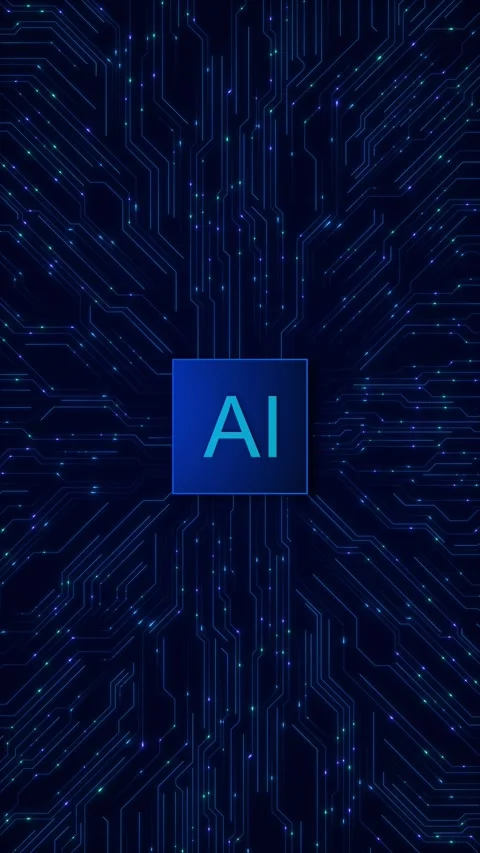 Digital Technology connected Futuristic AI microchip lines with electronics chip Stock Footage 293407051