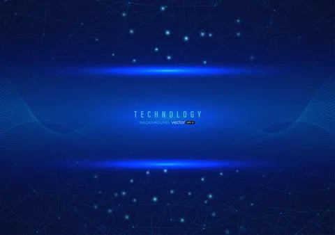 Digital technology with connected lines with dots, wave motion and light Stock Illustration