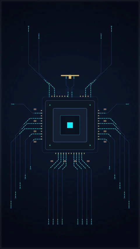 Digital technology cpu processor core animation, circuit data network, cybe.. Stock Footage 348333615