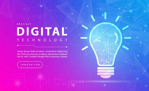 Digital technology creative idea inspiration and innovation banner pink blue Illustrazione stock
