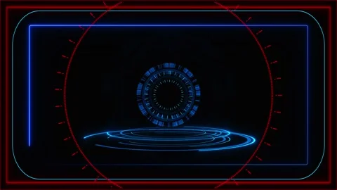Digital technology cyber lines background High tech HUD hologram grid podium 库存影片 313682702