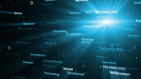 Digital technology cyber space word cloud background Stock Footage 337427234